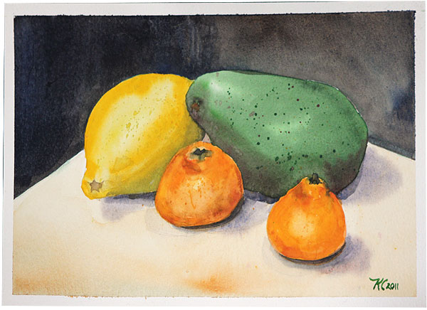 Watercolor of a fruit still life